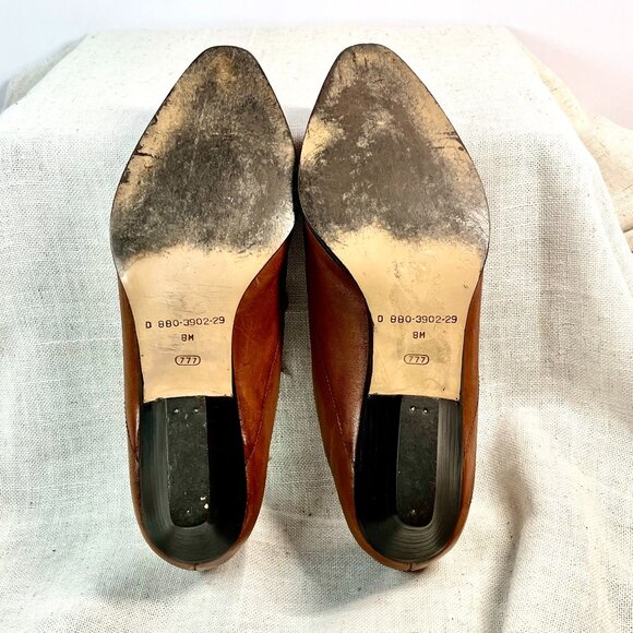 Vintage Y2K Revival Tan Leather Lace-up Pointed Toe Oxford -Women's Size 8M - Picture 5 of 16